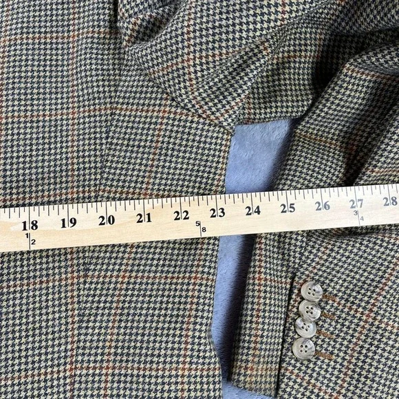 Corneliani Mens 42L US Blazer Jacket Virgin Wool Extrafine Brown Houndstooth VTG